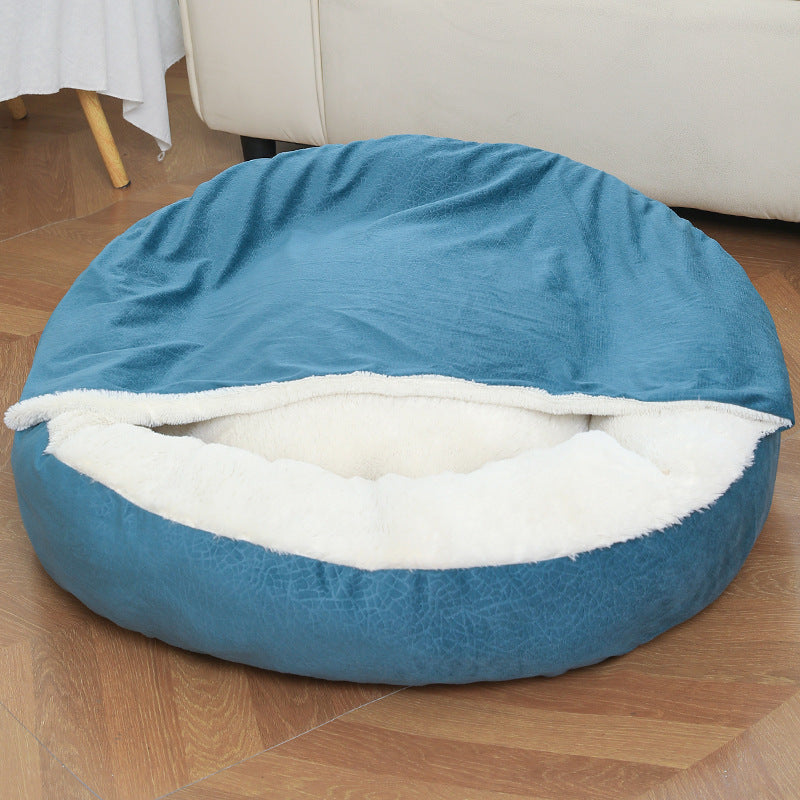 Cozy Orthopedic Dog & Cat Bed with Hooded Blanket