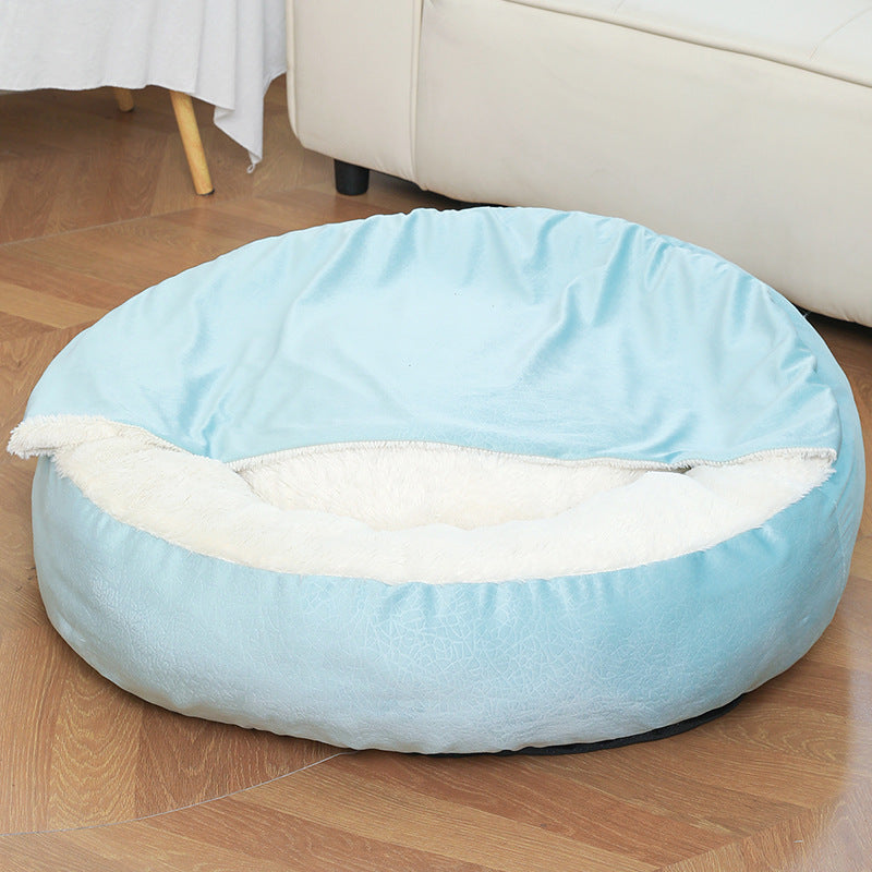 Cozy Orthopedic Dog & Cat Bed with Hooded Blanket